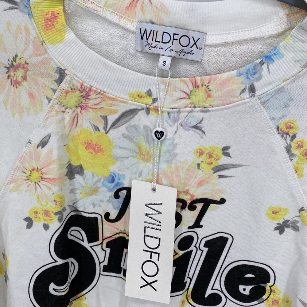 Wildfox Just Smile Floral Sweatshirt Size Small NWT Oversized Fit - Picture 6 of 8